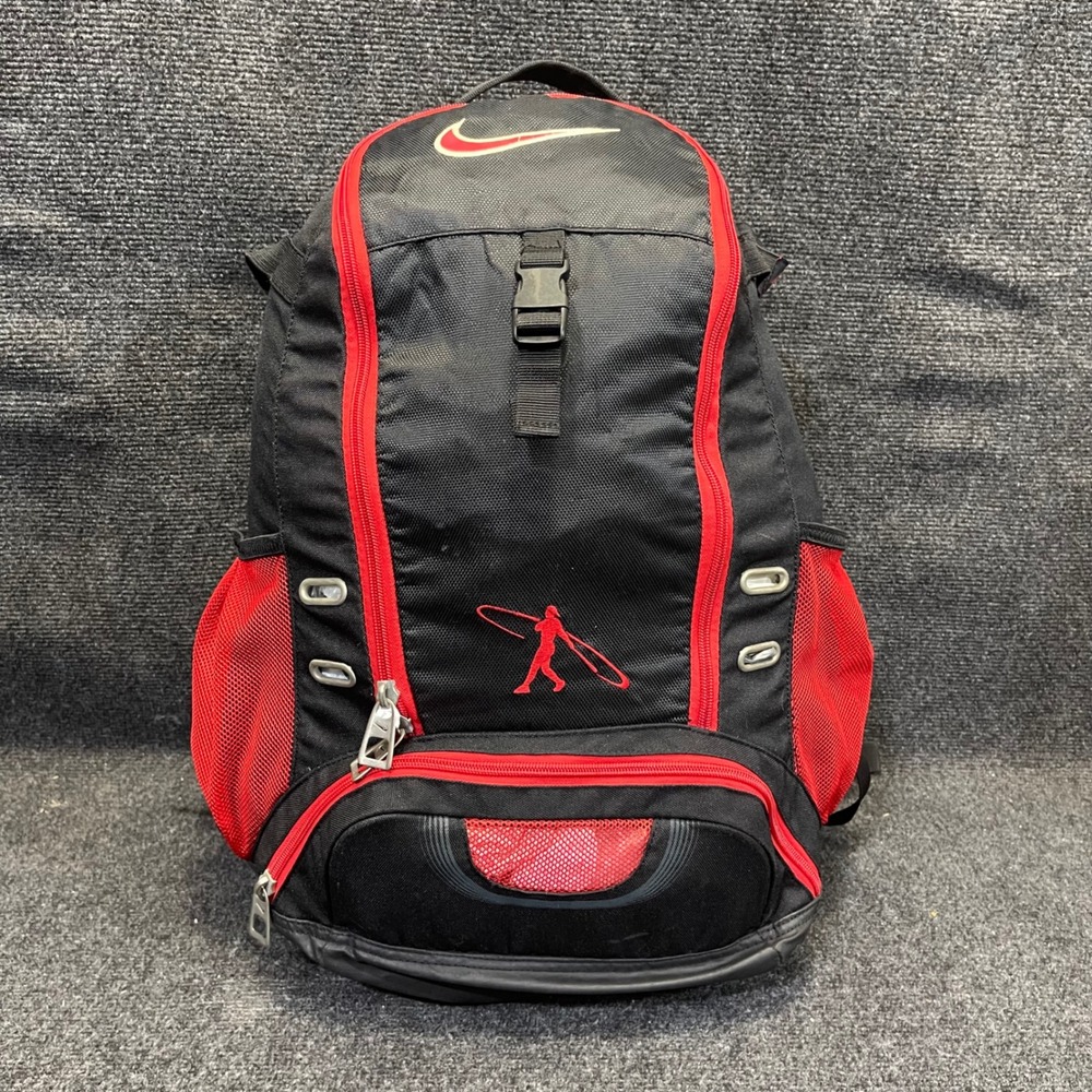 Nike BZ9203 Black Red Bat Holders Equipment Bag Diamond Elite Baseball Backpack